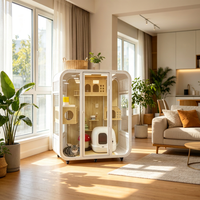 Villa pour chat moderne minimaliste à plusieurs niveaux en contreplaqué, MDF et fer, mobilier pour chat d'intérieur, toutes saisons