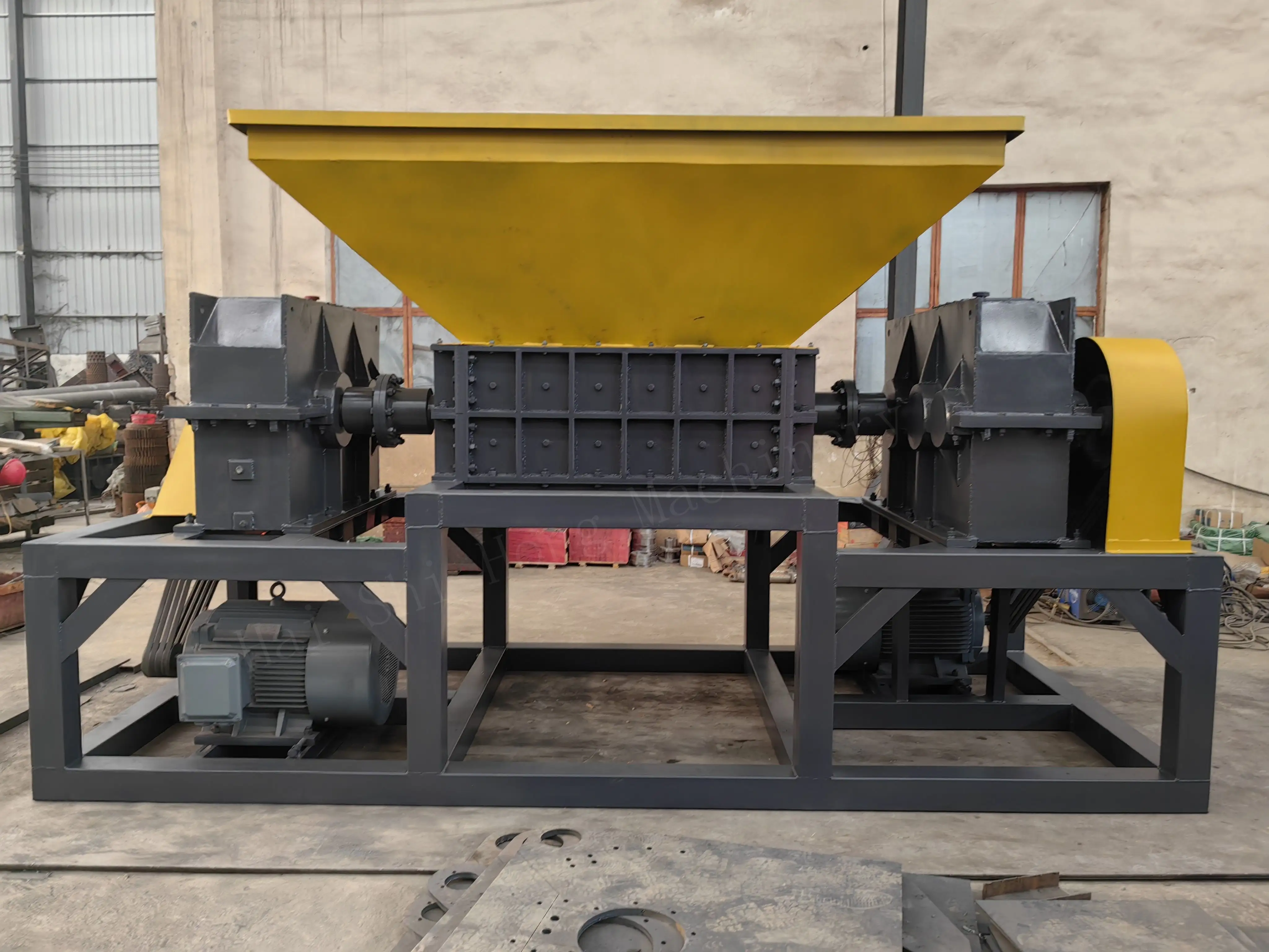 Heavy duty equipment automatic double shaft rebar metal copper cable wire shredder machine for iron and steel
