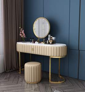 Chambre à coucher moderne avec cadre <span class=keywords><strong>en</strong></span> acier inoxydable table de toilette <span class=keywords><strong>en</strong></span> marbre ensemble de table de maquillage <span class=keywords><strong>en</strong></span> <span class=keywords><strong>bois</strong></span> coffre à tiroirs pour beauté ongles <span class=keywords><strong>spa</strong></span> S - Product Image 3