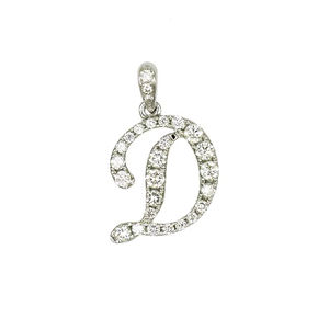 Pendentif initial D en or 18 carats avec diamants 0,421 ct, 27 diamants, 1,47 g, collection de bijoux fins personnalisés - Product Image 1