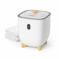 Seau chauffe-serviettes amélioré en acier inoxydable avec arrêt automatique, pour peignoirs et couvertures surdimensionnés