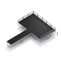 Plateforme de Scène Modulaire à Hauteur Réglable en Alliage d'Aluminium 6061-T6 avec Plateau en Contreplaqué, Capacité de Charge de 1000 kg, Noire, pour Location d'Événements