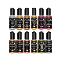 Pewarna Asam Metalik 12 Warna untuk Lantai/Meja, Pelapis Logam, DIY Buatan Tangan, 10ml, Lem Tetes, Tinta Pewarna, Bahan Pewarna CAS 11210