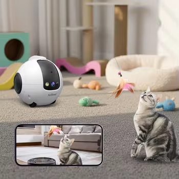 4MP 2.4G Interactive Pet Camera with Laser Auto Patrol  Movable Home Pet Camera Robot for Baby & Pet Monitoring