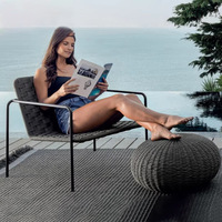 Chaise longue moderne d'extérieur en rotin PE avec structure en aluminium, chaise de loisirs individuelle pour patio, balcon, jardin, cour
