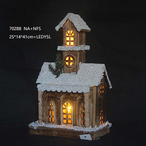 <strong>Beautiful</strong> Vintage LED Wooden <strong>Christmas</strong> <strong>Village</strong> House with Light Factory Wholesale for Festival Xmas Decoration - Product Image 2