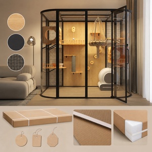 Villa de Lujo para Gatos de Interior con Estructura de Madera Maciza y Hierro, Moderna, con Poste Rascador para Hogares con Múltiples Gatos - Product Image 6