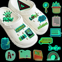 Nouvelle Série de Papeterie Lumineuse : Breloques de Chaussures en Caoutchouc à Motifs Floraux et Dessins Animés, Accessoires Décoratifs pour Sabots, Retour à l'École A2-83