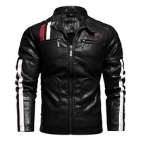 Blouson de moto en cuir PU pour homme, taille européenne, grande taille, coupe ajustée, col montant, blocs de couleur, fermeture éclair, printemps
