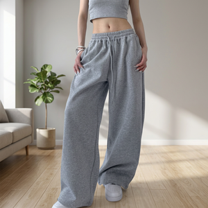 Pantalons de survêtement en molleton à jambe droite pour femmes avec logo personnalisé du fabricant, pantalons de survêtement à coupe droite - Product Image 3