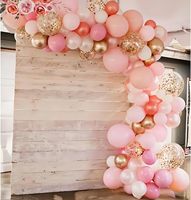 Kit de guirlande d'arche de ballons en latex rose et blanc avec confettis, 100 pièces/ensemble, pour décorations de fête d'anniversaire, de mariage, de baby shower ou de fête nuptiale