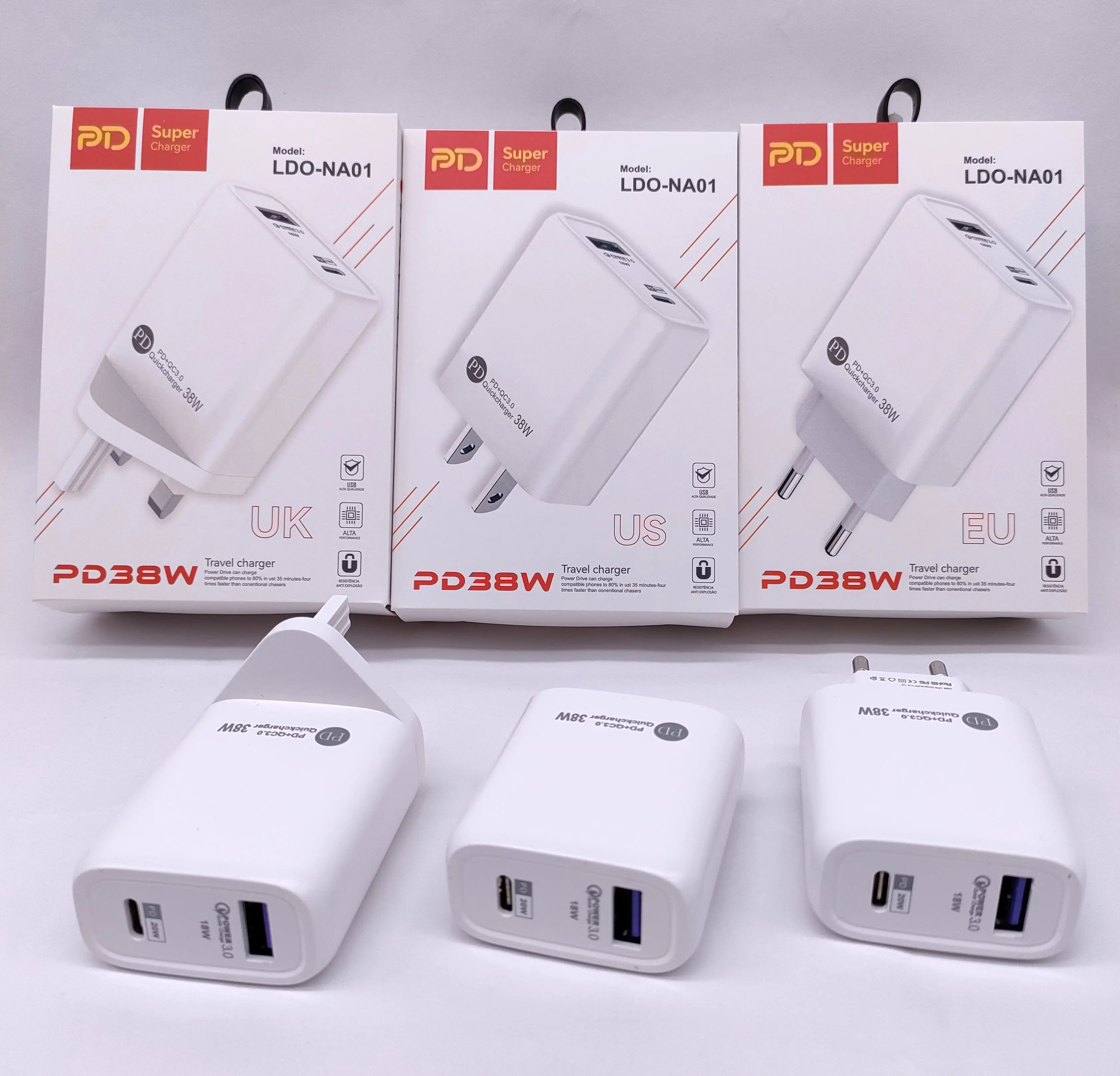 Pengisi daya ponsel Usb C 18 Watt, blok pengisi daya ponsel Usb ganda pengisian cepat 3.0 PD untuk Samsung untuk Xiaomi