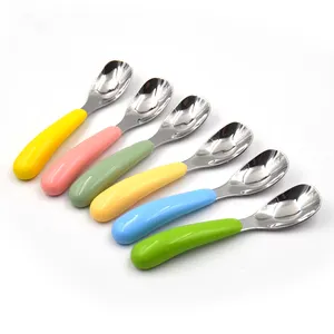 High quality Children Flatware Spoon 304 Stainless Steel Cutlery Set Complementary food spoon portable travel for Kid Baby