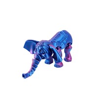 Figurine d'éléphant à grandes oreilles articulée en plastique imprimé en 3D Feeron - Décoration de bureau mignonne d'animal de la forêt et cadeau de jeu original