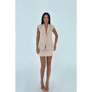 Conjunto de Traje Beige para Mujer, Conjunto de Falda Elegante - Product Image 2