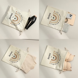 Bolsa de algodón personalizada con logo para guardar bolsos, cubierta protectora para bandoleras, con cierre, para asas grandes (más de 50 cm), de algodón orgánico natural. - Product Image 4