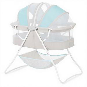 Cuna <span class=keywords><strong>de</strong></span> <span class=keywords><strong>Viaje</strong></span> Ligera <span class=keywords><strong>de</strong></span> Tela Afelpada para Bebé, Plegable, con Doble Toldo Ajustable, Cuna Portátil con Mosquitera para Junto a la Cama - Product Image 1