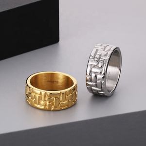 Rétro Irrégulier Concave-<span class=keywords><strong>convexe</strong></span> Ligne Anneau Hommes et Femmes Personnalité Large Bijoux En Gros - Product Image 2
