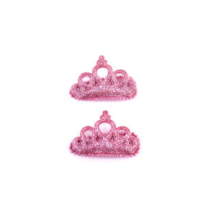 Barrettes à cheveux scintillantes roses en forme de couronne pour filles, coffret cadeau personnalisé pour fêtes - Product Image 1