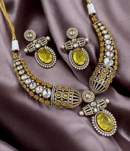 Colección de joyería India nupcial, conjunto de Polki con piedra Col con pendientes, joyería india, producto a granel hecho a mano de alta calidad - Product Image 5