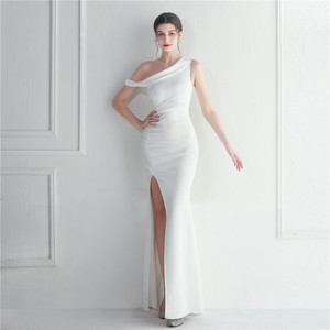 19637 # commercio estero caldo damigella d'onore etichetta matrimonio occasione formale spalla singola colletto diagonale <span class=keywords><strong>abito</strong></span> da sera lungo sottile. - Product Image 5