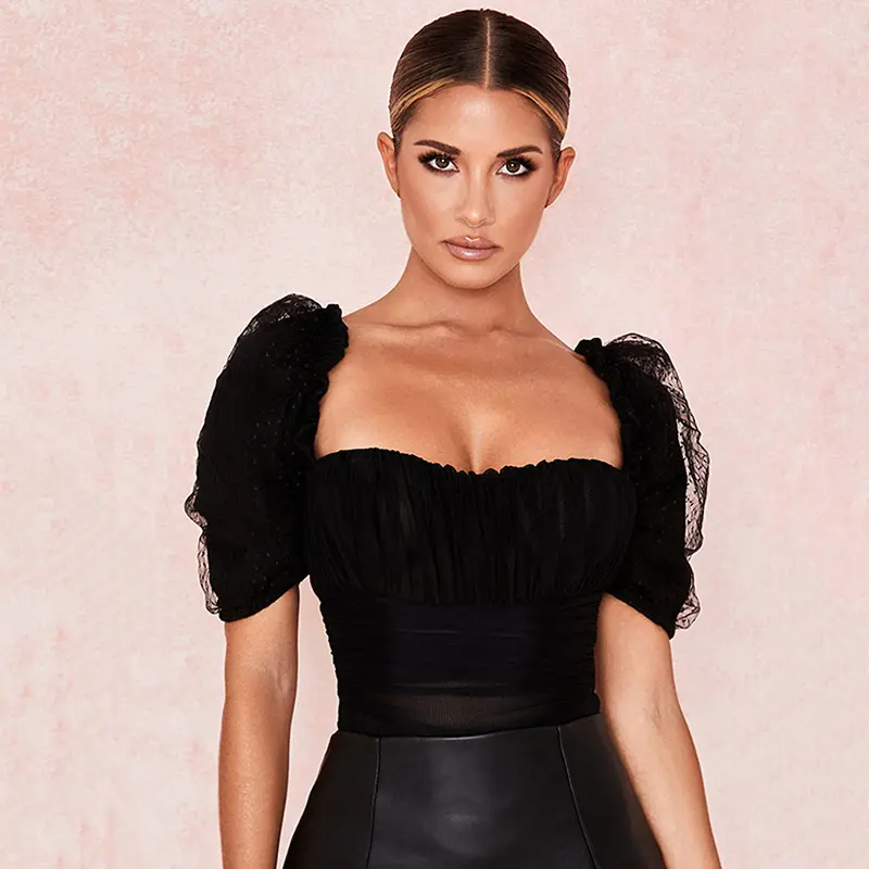 Sexy Black Lace Low Collar Bodysuit Women Mesh Slim Bodycon Tops Femme Elegant Vintage Overalls Y12237