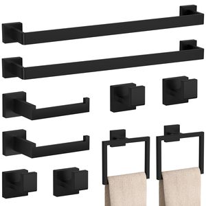 10-Pieces <strong>Black</strong> Bathroom Accessories Set,23.6 Inch <strong>Bath</strong> Towel Bar Set SUS 304 Stainless Steel Bathroom Hardware Set Storage <strong>Rack</strong> - Product Image 1