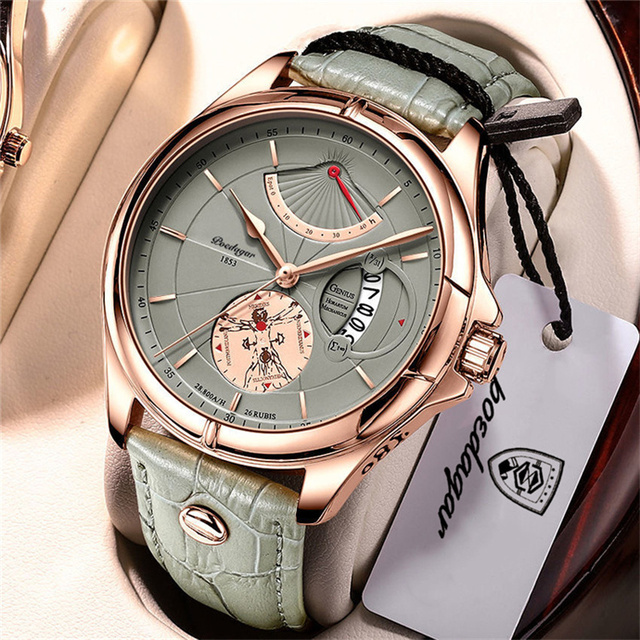 POEDAGAR 802 Wristwatches for Women Sport Chronograph Mens Leather Watches in Wristwatches Clock Luxury Boy Men Watch Man