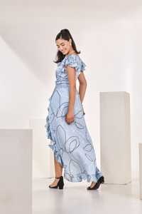 ชุดรอมเปอร์คอจีบพิมพ์ลายพร้อมกระโปรงระบายถอดได้สำหรับผู้หญิง ผลิตจากผ้าเนื้อบางเบา สวมใส่สบาย - Product Image 6