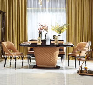 Nouvelle <span class=keywords><strong>chaise</strong></span> de salle à manger Shang Cen meubles chaises de salle à manger dos <span class=keywords><strong>avec</strong></span> <span class=keywords><strong>poignée</strong></span> en Bronze doré <span class=keywords><strong>chaise</strong></span> en cuir orange moderne rembourrée de luxe - Product Image 2