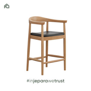 Chaise de bar Henry en teck avec siège rembourré offrant un soutien confortable et un profil sophistiqué - Product Image 6