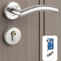 Manija de palanca de acero inoxidable de lujo para puerta de seguridad, con cerradura, para gabinetes, interiores y exteriores, moderna, para dormitorio, cocina, entrada