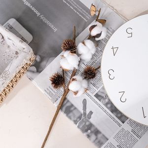 CallaFloral Artificial Cotton Branches White Dried <b>Flower</b> <b>Single</b> Branch Home Decor INS Style - Product Image 3