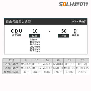 Free-Mounting Cylinder CDU16 Packaging Machine CU10 32-10D/15D/20D/25D/30D/40D/50D Pneumatic Fittings for Construction Air - Product Image 1