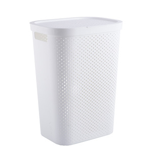 White Rectangle Plastic Laundry Basket For Bathroom Clothing Storage Organizer 2071 - Product Image 5