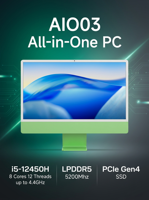 All One PC 23.8Inch Business Monoblock Gaming Desktop 12th Gen Core I5-12450H Barebone 8cores 12threads 12mb DDR4 SSD LCD OEM