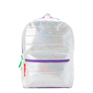फैशन होलोग्राम बैग इंद्रधनुषी बैग लड़कियों पॉलिएस्टर हीरा जाली स्कूल बैग