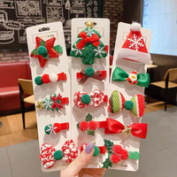 Nouvel ensemble de pinces à cheveux de Noël faites à la main, mignonnes, en tissu, avec motifs de dessin animé, clochette, renne, flocon de neige et sapin de Noël