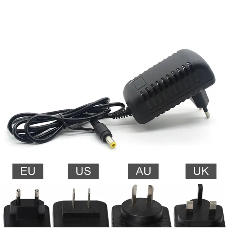Eu/us/uk/au Cctv Plug Adaptateur Ac 100-240v À Dc 12v 2a 2000ma Alimentation 5.5mm X 2.1-2.5mm Pour Cctv Power Adapter Chargeur
