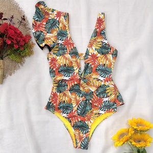 Nuevo Traje de Baño Estampado con Escote Profundo en V, Traje de Baño con Volantes, Bikini Push-up, Traje de Baño de Una Pieza, Ropa de <span class=keywords><strong>Playa</strong></span>, Monokini sin Espalda, Bikini para Niñas - Product Image 4