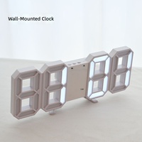 Maßgefertigte Große 3D Digitale LED-Weckuhr Thermometer Kalender Modernes Minimalistisches Design Kunststoff Wandmontierte Wohnzimmeruhr