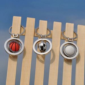 Porte-clés créatif rotatif à 360 degrés en alliage de zinc, basketball, football, golf, 3D, léger, tendance, cadeau commémoratif - Product Image 1