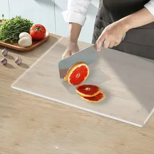 Non Slip Durable Easy Clean Non Toxic Eco-Friendly Clear Acrylic Chopping Board Acrylic Cutting Boards With Counter Lip