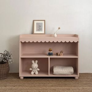 Meuble de rangement moderne de luxe avec bord ondulé, bibliothèque pour enfants, rangement pour jouets, bibliothèque, armoire de rangement en bois pour le salon - Product Image 5