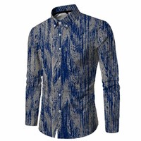 Slim Fit Modern Style Lässig Baumwolle Langarm Herren hemden Stand Popel ine Stoff Gewebte Kette Bedruckte Hemden für Herren Rund
