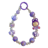 Chaîne de téléphone portable anti-perte en acrylique avec motif d'animal mignon, faite à la main, avec des perles, petite fille, porte-clés suspendu pour étui d'iPhone