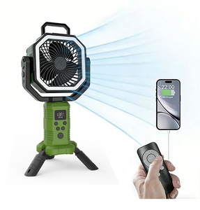 Ventilateur de camping portable avec télécommande, 5W, rechargeable par USB, affichage numérique, oscillant, quatre vitesses, en plastique, pour usage extérieur - Product Image 3