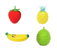 Lot de 4 jouets à presser en forme de fruits doux populaires jouets anti-stress pour réduire le stress