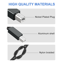 Kabel Printer USB 2.0 ke USB B 1m 2m 3m Panjang Kustom