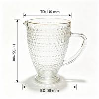 Carafe à vin rétro en cristal sans plomb avec anse, texture bulle, pichet à eau sur pied pour la décoration intérieure